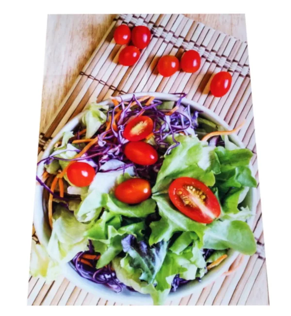 Theedoek met een full colour foto van een salade bedrukt over de hele theedoek Theedoek met een full colour foto van een salade bedrukt over de hele theedoek