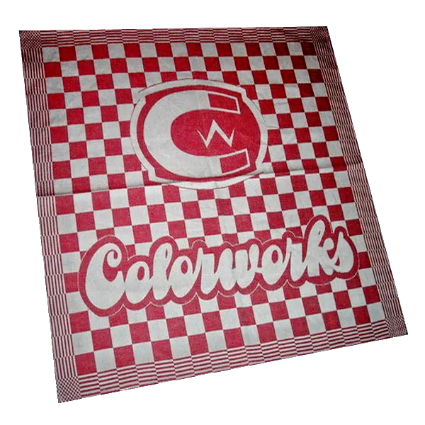 Theedoek met een ingeweven logo in een rood-witte ruit (jacquard) Theedoek met een ingeweven logo in een rood-witte ruit (jacquard)